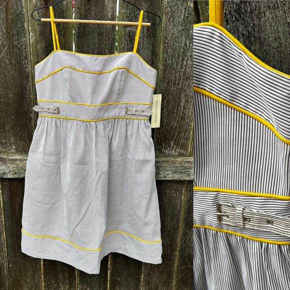 NWT Vintage Y2K Maggy London Stripped Baby Doll Dress - Picture 1 of 7